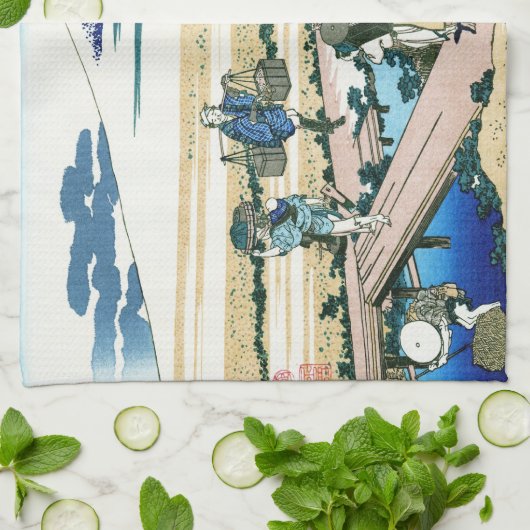 Landschap Cool oriental japanese Hokusai Fuji Uitz Theedoek (Gevouwen)