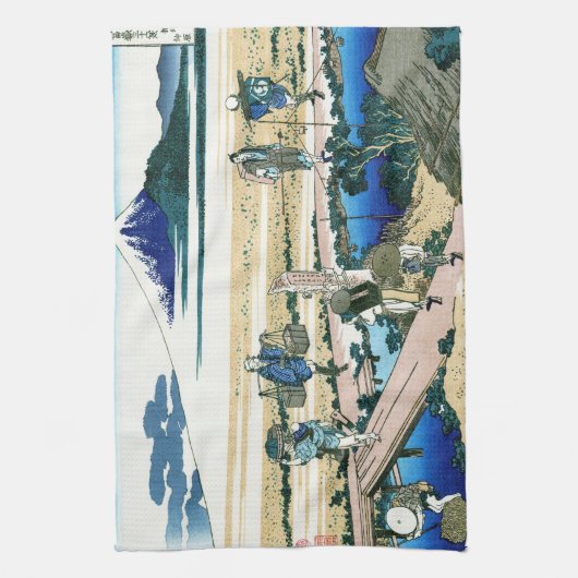 Landschap Cool oriental japanese Hokusai Fuji Uitz Theedoek (Verticaal)