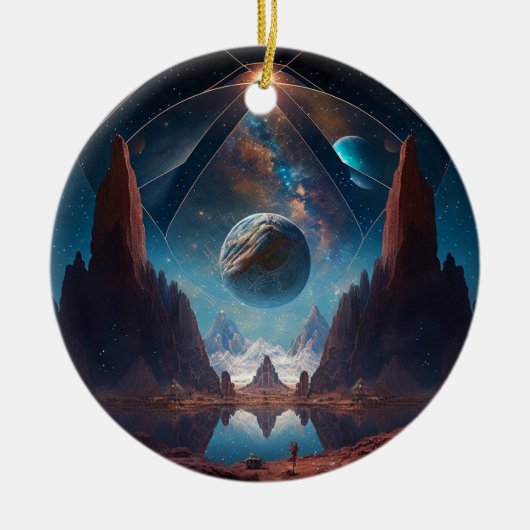 Landschap Cosmic Fantasy Keramisch Ornament (Voorkant)