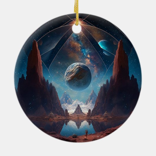 Landschap Cosmic Fantasy Keramisch Ornament (Achterkant)
