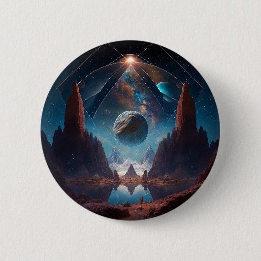 Landschap Cosmic Fantasy Ronde Button 5,7 Cm (Voorkant)