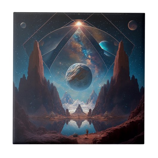 Landschap Cosmic Fantasy Tegeltje (Voorkant)