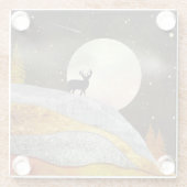 Landschap Deer Moon Glazen Onderzetter (Achterkant)