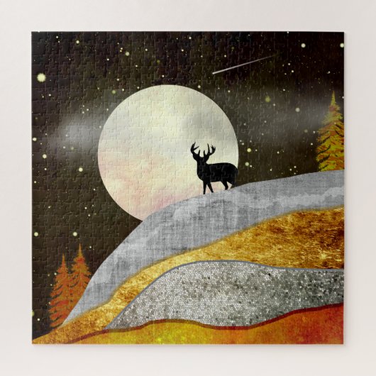Landschap Deer Moon Legpuzzel (Verticaal)