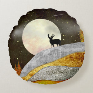 Landschap Deer Moon Rond Kussen
