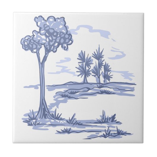 Landschap Delftware Tegeltje (Voorkant)