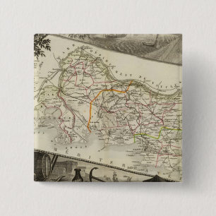 Landschap en steden vierkante button 5,1 cm