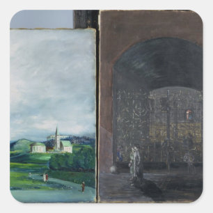 Landschap en straatbeeld vierkante sticker