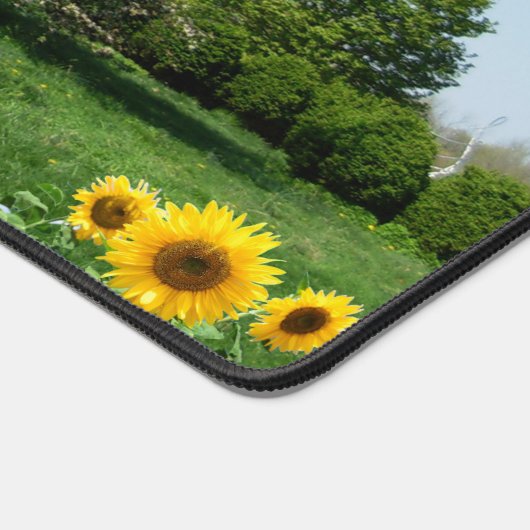 Landschap en zonnebloemen bureaumat (Hoek)