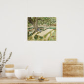 landschap, Engeland, twee vrouwen in een tuin Poster (Keuken)