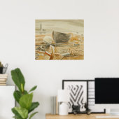 landschap, Engeland, zeegebied, retrosfeer Poster (Thuiskantoor)