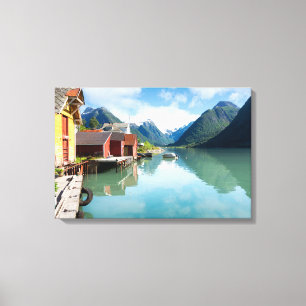 Landschap Fjaerlandsfjord fjord in Noorwegen Canvas Afdruk