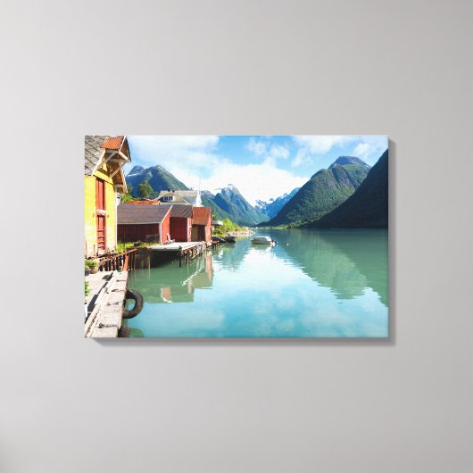 Landschap Fjaerlandsfjord fjord in Noorwegen Canvas Afdruk (Voorkant)