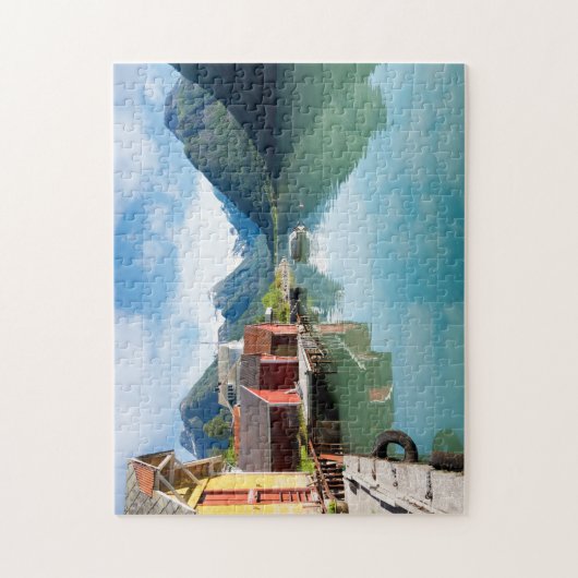 Landschap Fjaerlandsfjord fjord in Noorwegen Legpuzzel (Verticaal)