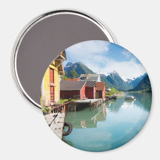 Landschap Fjaerlandsfjord fjord in Noorwegen Magneet (Voorkant / Achterkant)