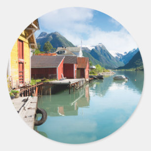 Landschap Fjaerlandsfjord fjord in Noorwegen Ronde Sticker
