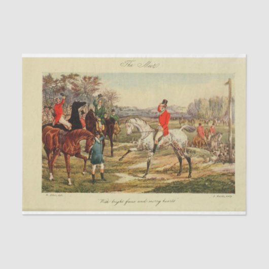 Landschap Fox Hunter Ephemera Decoupage Tissuepapier (Voorkant)