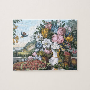 Landschap, fruit en bloemen legpuzzel