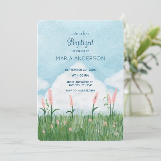 Landschap groen veld blauwe hemel gedoopt kaart (Staand voorkant)