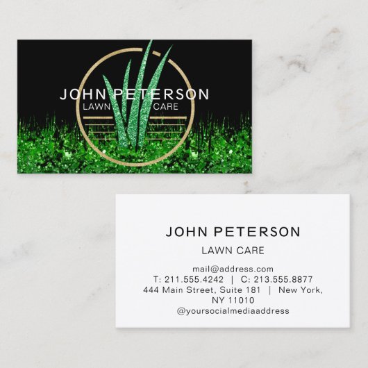 Landschap Groene gras Logo voor grasschapszorg Visitekaartje (Voorkant / Achterkant)