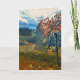 Landschap herfst bomen nevel lucht schilder filter kaart