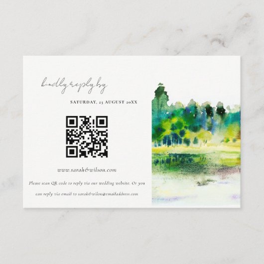 Landschap Hills Landschap Weduwschap QR Code RSVP Informatiekaartje (Voorkant)