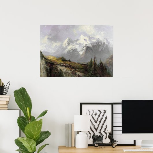  landschap in berggebied Rustic Muted Poster (Thuiskantoor)