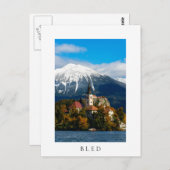 Landschap in het meer van Bled in de herfst Briefkaart (Voorkant / Achterkant)