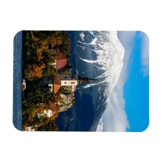 Landschap in het meer van Bled in de herfst Magneet (Horizontaal)