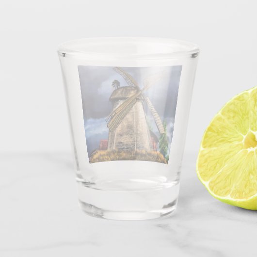 Landschap in het Nederlandse scheerglas Shot Glas (Achterkant)