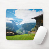 Landschap in Lauterbrunnen vallei in Zwitserland Muismat (Met muis)