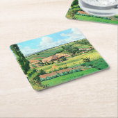 Landschap in Les Patis, Pontoise, beroemd schilder Vierkante Kartonnen Onderzetter (Schuin)