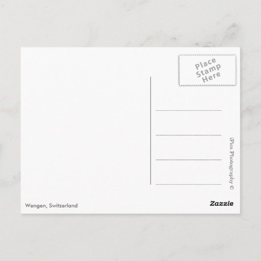Landschap in Wengen in Zwitserland Briefkaart (Achterkant)