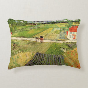 Landschap, koets en trein van Vincent van Gogh Decoratief Kussen