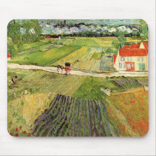 Landschap, koets en trein van Vincent van Gogh Muismat