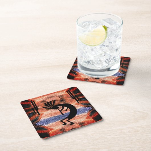 Landschap Kokopelli Southwest Vierkante Kartonnen Onderzetter (Insitu)