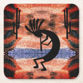 Landschap Kokopelli Southwest Vierkante Kartonnen Onderzetter (Voorkant)