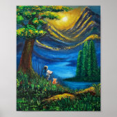 Landschap Levendige kleuren Zonsondergang Lezen Fi Poster (Voorkant)