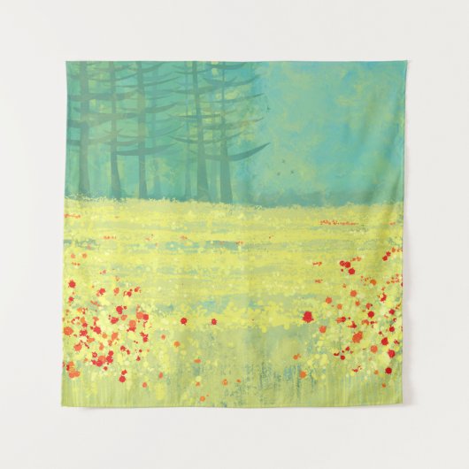 Landschap Meadow Green Yellow Wandkleed (Voorkant)