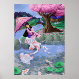 Landschap Mermaid Koi Poster