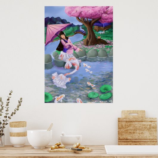 Landschap Mermaid Koi Poster (Keuken)