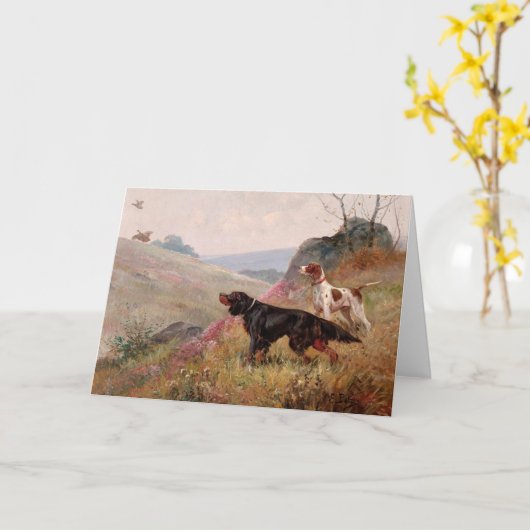 Landschap met aanwijzer en setter | Eugene Petit Kaart (Gele Bloem)