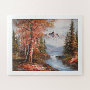 Landschap met bergen en waterval legpuzzel