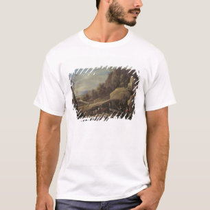 Landschap met boeren die hun dieren houden t-shirt