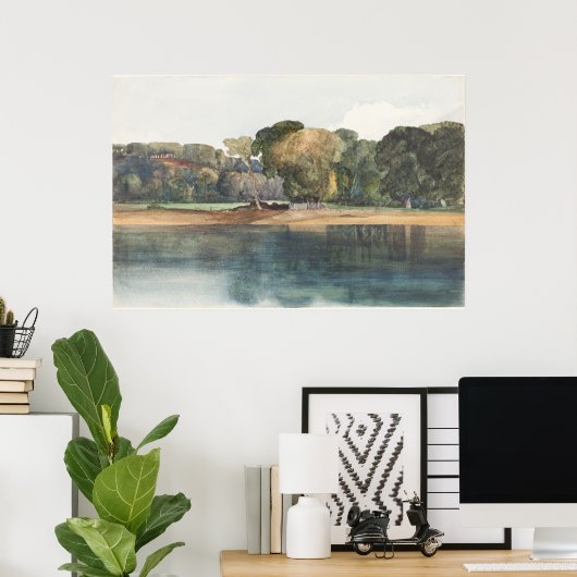 Landschap met bomen en water poster (Thuiskantoor)