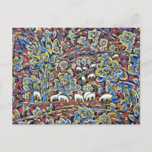 Landschap met Briefkaart van schapen (Voorkant)