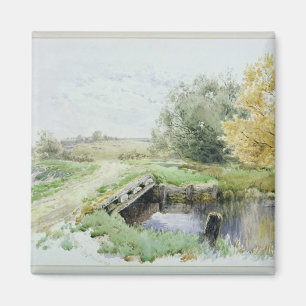 Landschap met brug over een stroom magneet