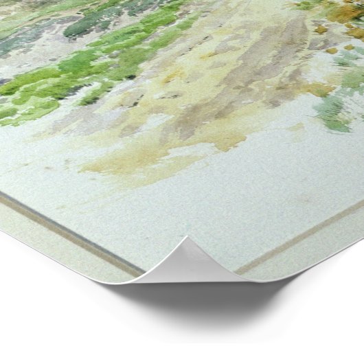 Landschap met brug over een stroom poster (Hoek)