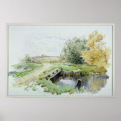 Landschap met brug over een stroom poster (Voorkant)