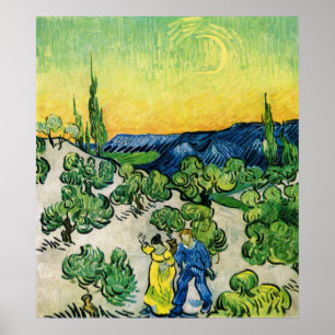 Landschap met Couple Waling door Vincent van Gogh Poster
